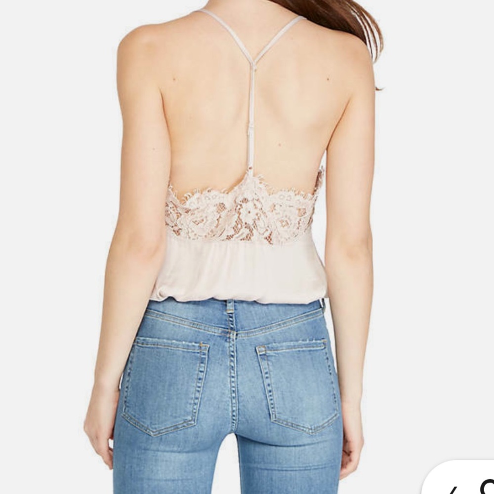 Free People Pale Pink Lace Thong Bodysuit Size Medium